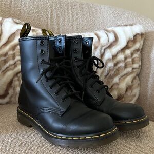 Black Leather Lace-Up Boots